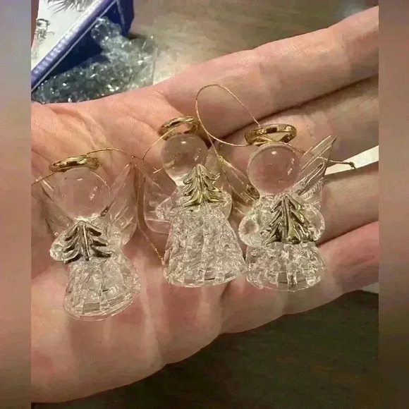 Spunglass Angel Christmas Ornaments. 2 Boxes. 6 Total Angels. Gold Accents. 1.5” - Picture 1 of 7